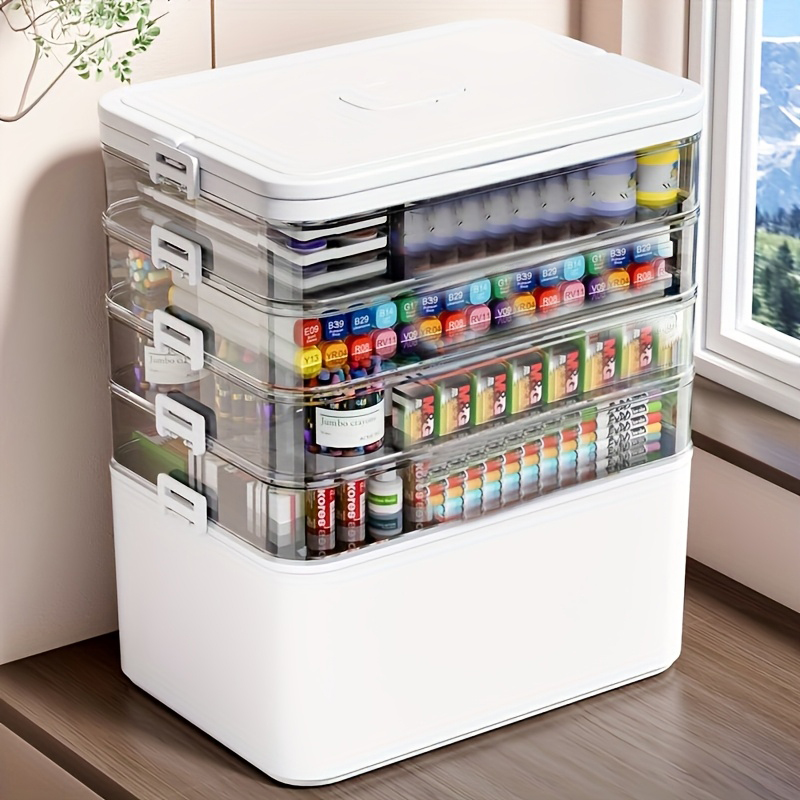 Stationery Warehouse - Multifunctionele meerlaagse opbergbox met handvat, grote/extra