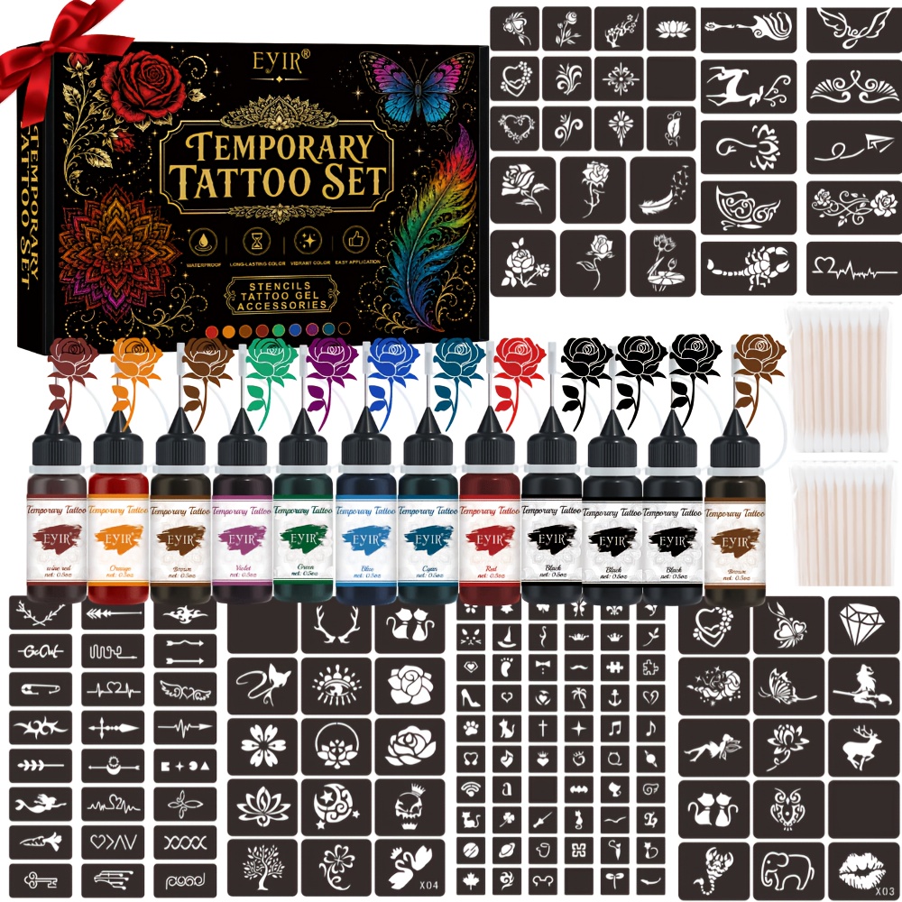 Gel Ink Pen Set - 12 kleuren tijdelijke tattoo gel henna