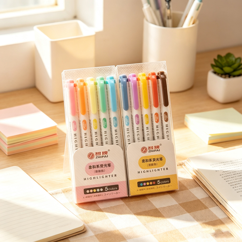 Highlighter Set Pastel - 5 kleuren pastelkleurige markeerstiften met dubbele