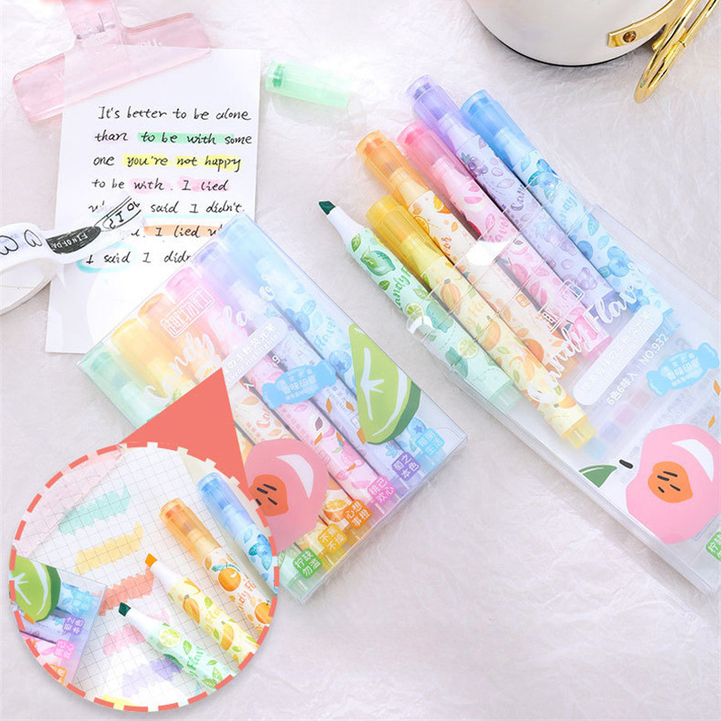 Highlighter Set Pastel - Creatieve fruitgeurende markeerstift met zachte punt