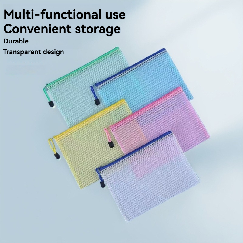 Portfolio Folder Zip - 5PCS Briefpapier Opbergmap Bestand Mesh Rits