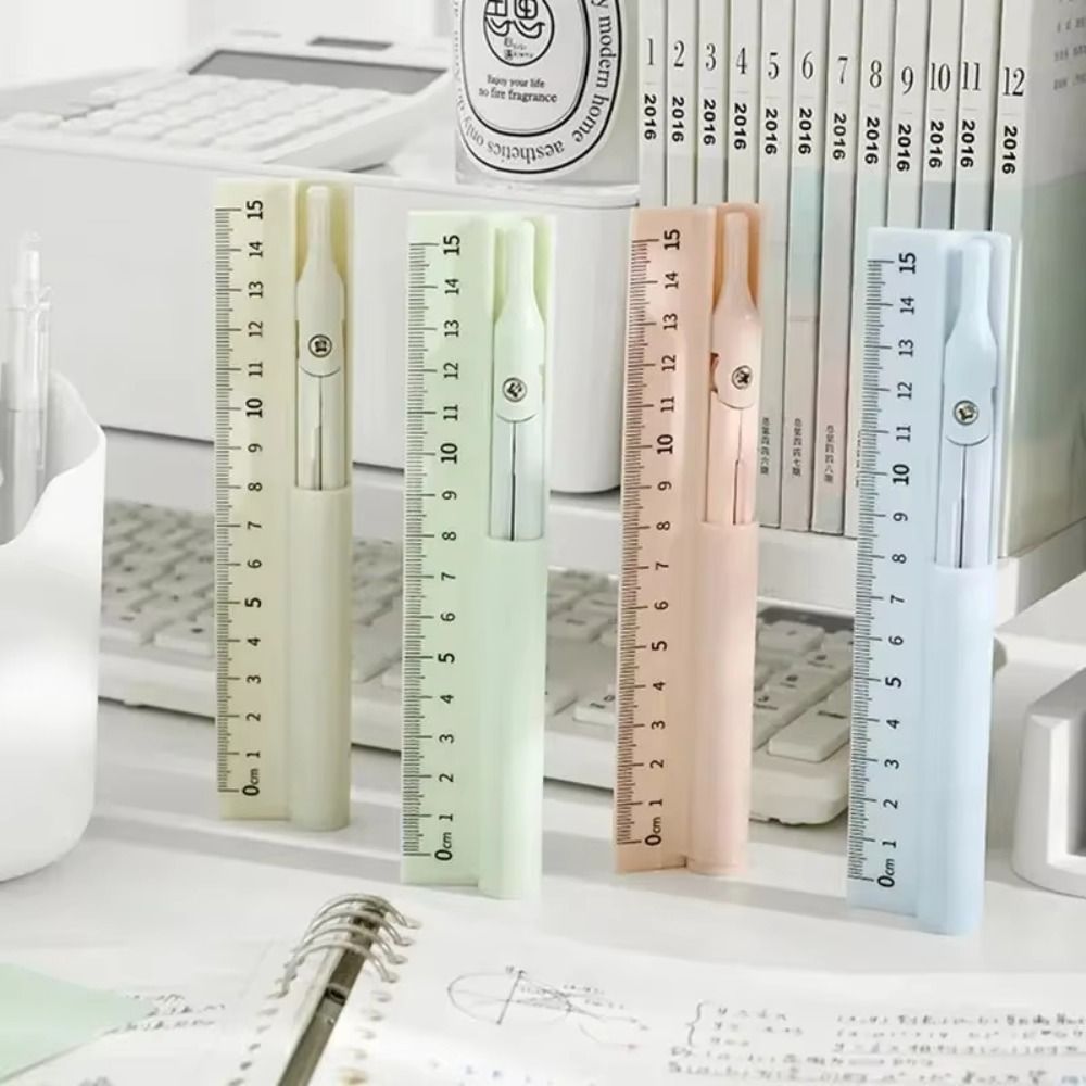 Compass Geometry Set - 3-in-1 Kompaspen voor studenten, dubbelzijdige tekenliniaal,