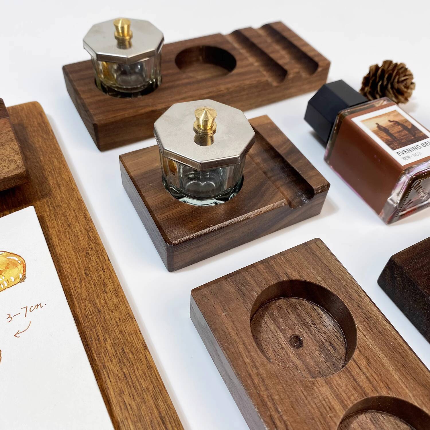 Calligraphy Ink Bottle - Inktbasis Pensteun Houten standaard Praktische kroontjespen