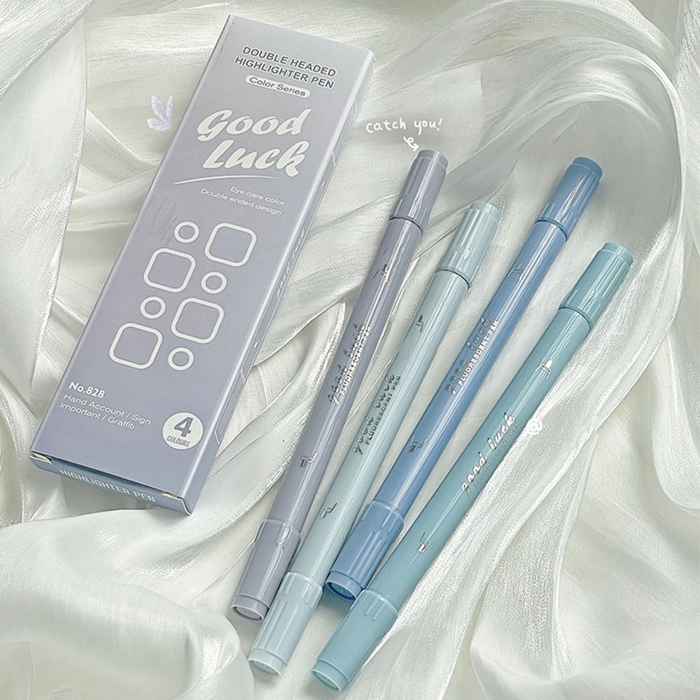 Highlighter Set Pastel - 4 kleuren fluorescerende pen met dubbele