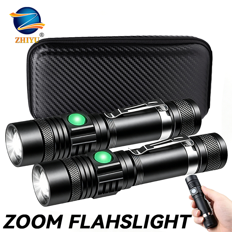 Stationery Supply - T6 LED oplaadbare zaklamp, 18650 zoombare