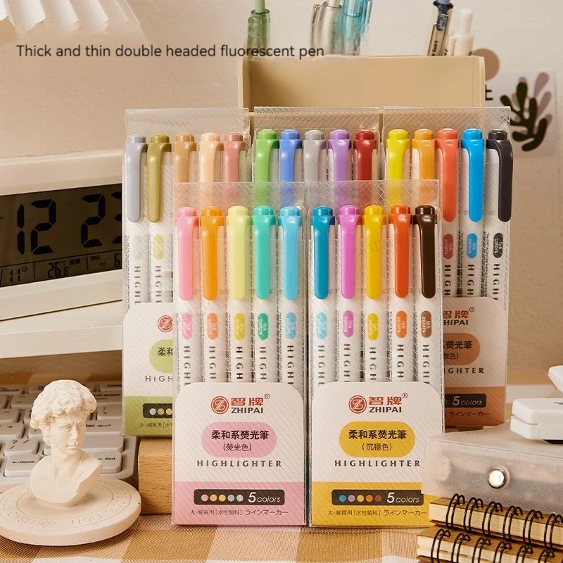 5 kleuren/doos tweekoppige mar - Highlighter Set Pastel recensie en prijs